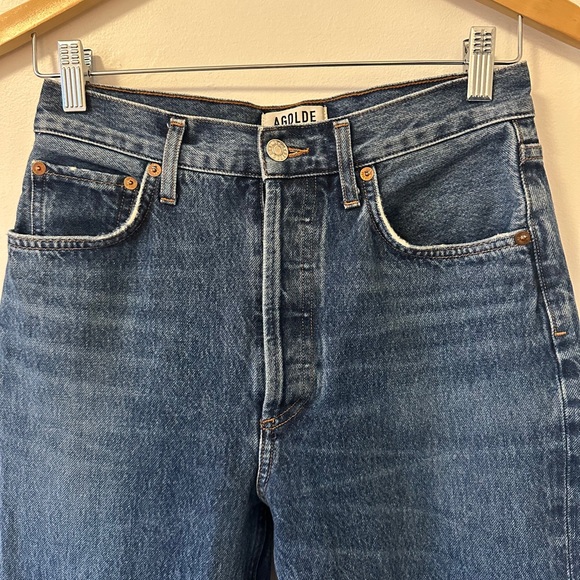 Agolde Medium Wash Blue Denim Jeans with Raw Hem | Size 25 - Picture 2 of 11